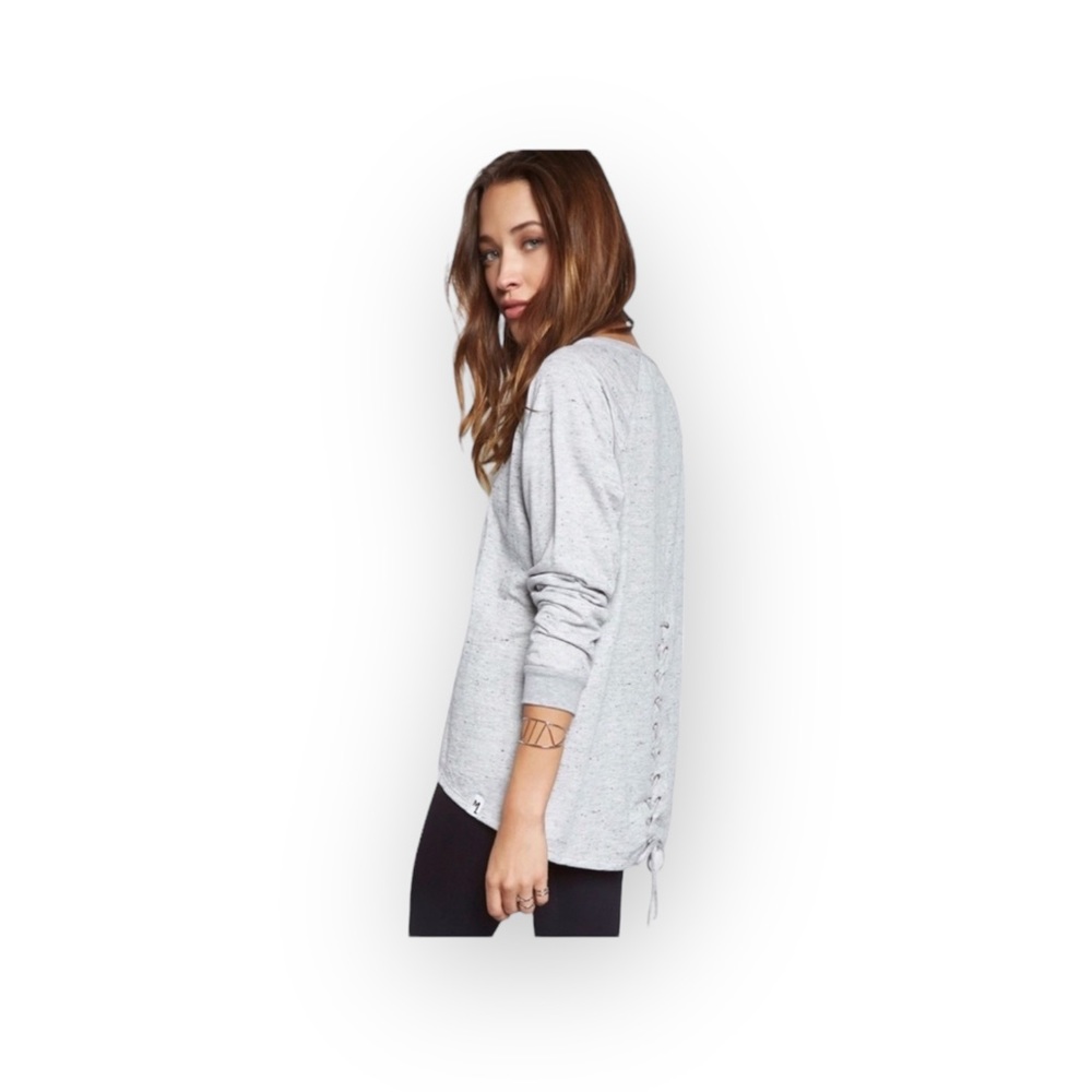 new Michael Lauren ✶ Zuma Sweater ✶ Back Lace Up Sweatshirt ✶ Heather Grey ✶ S ✶